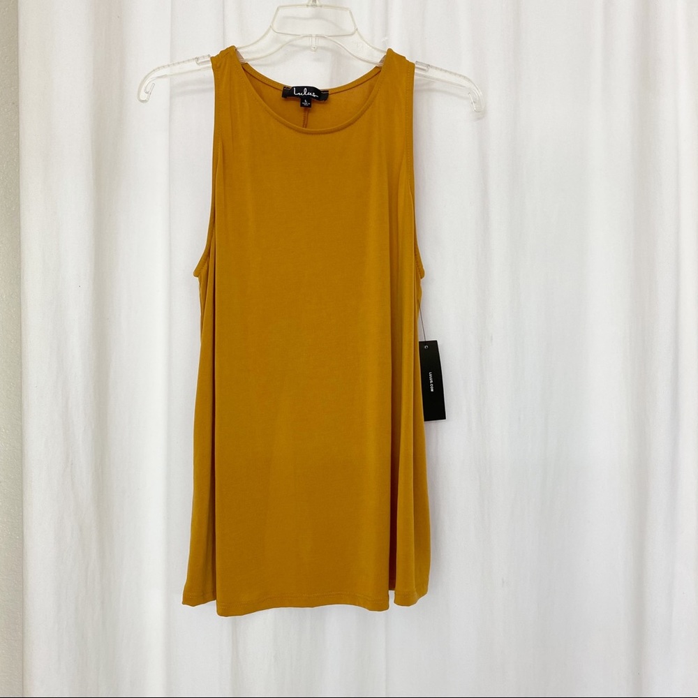 NWT - LULU’s Mustard Yellow Slit open back Tank